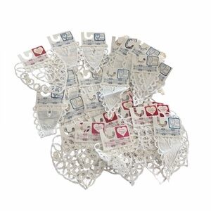 New Vintage Wimpole Street Creations Heart Battenburg Doily Long Heart Doily Lot